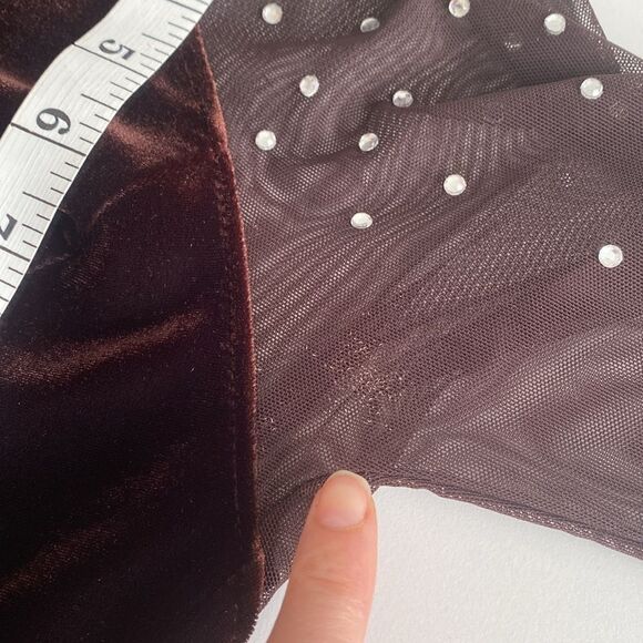 Vintage Tadashi Chocolate Brown Velvet Embellished Gown Size Medium - Picture 15 of 15